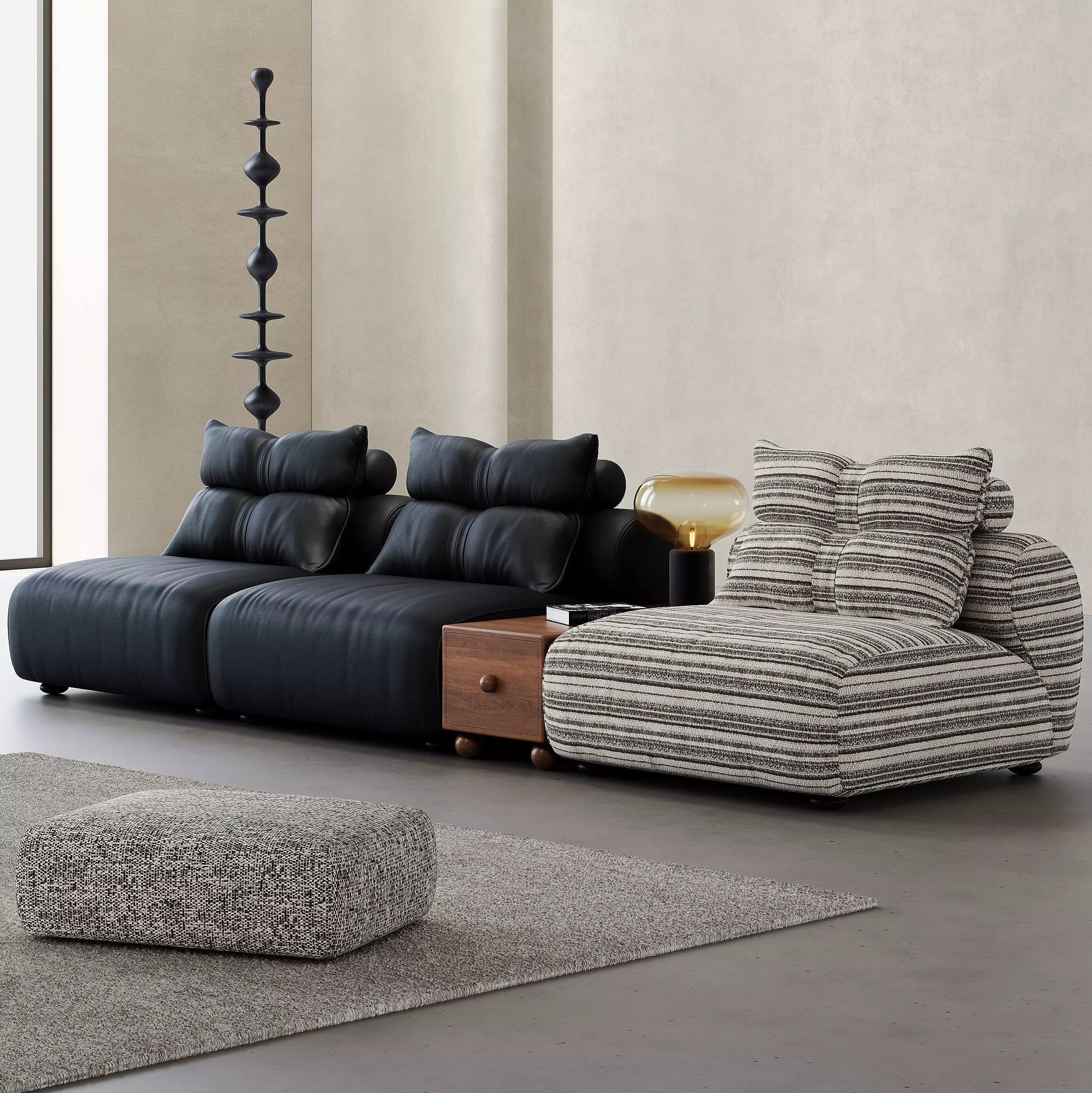 Mid Century interior scene 3D model_0