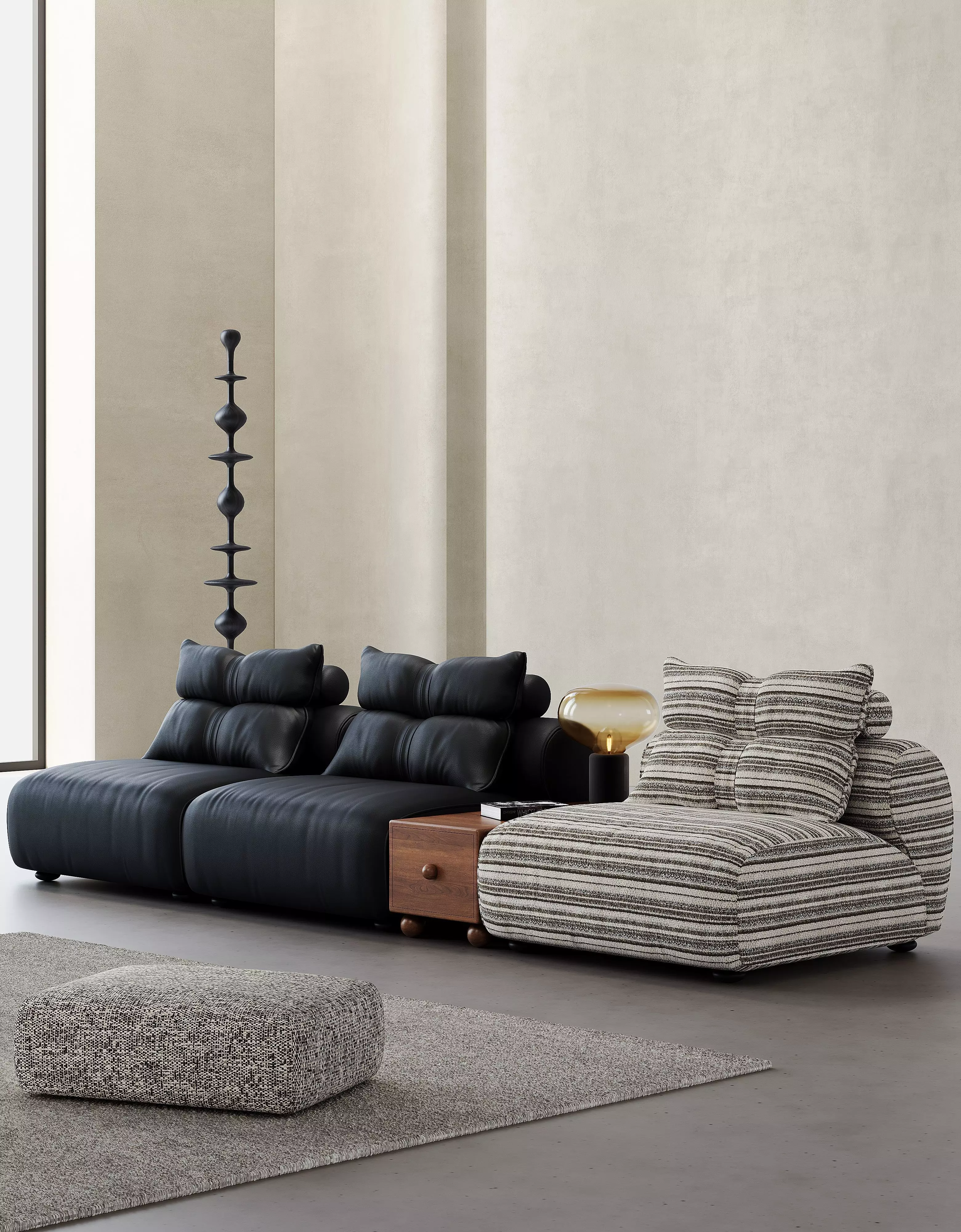 Mid Century interior scene 3D model_3