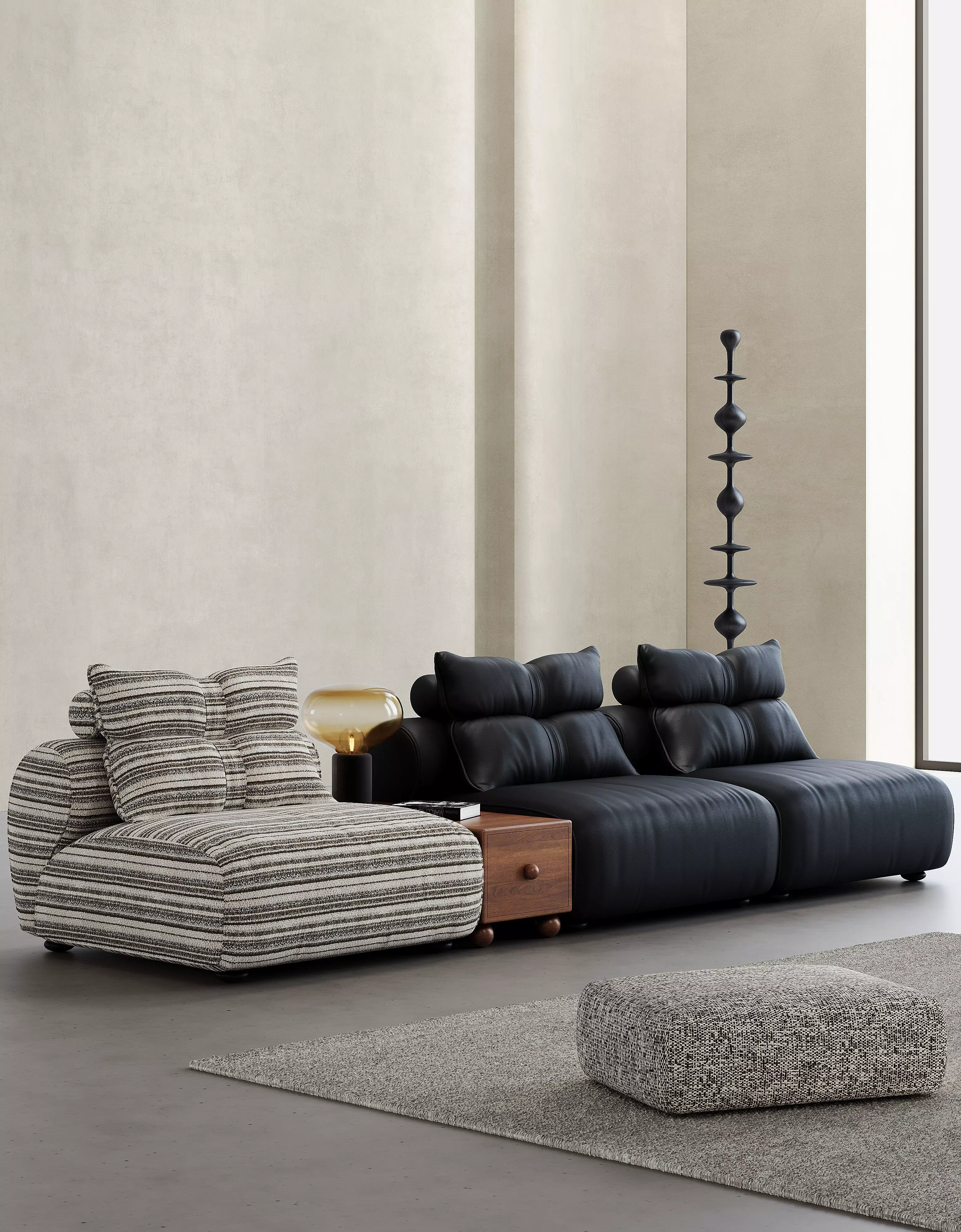 Mid Century interior scene 3D model_2