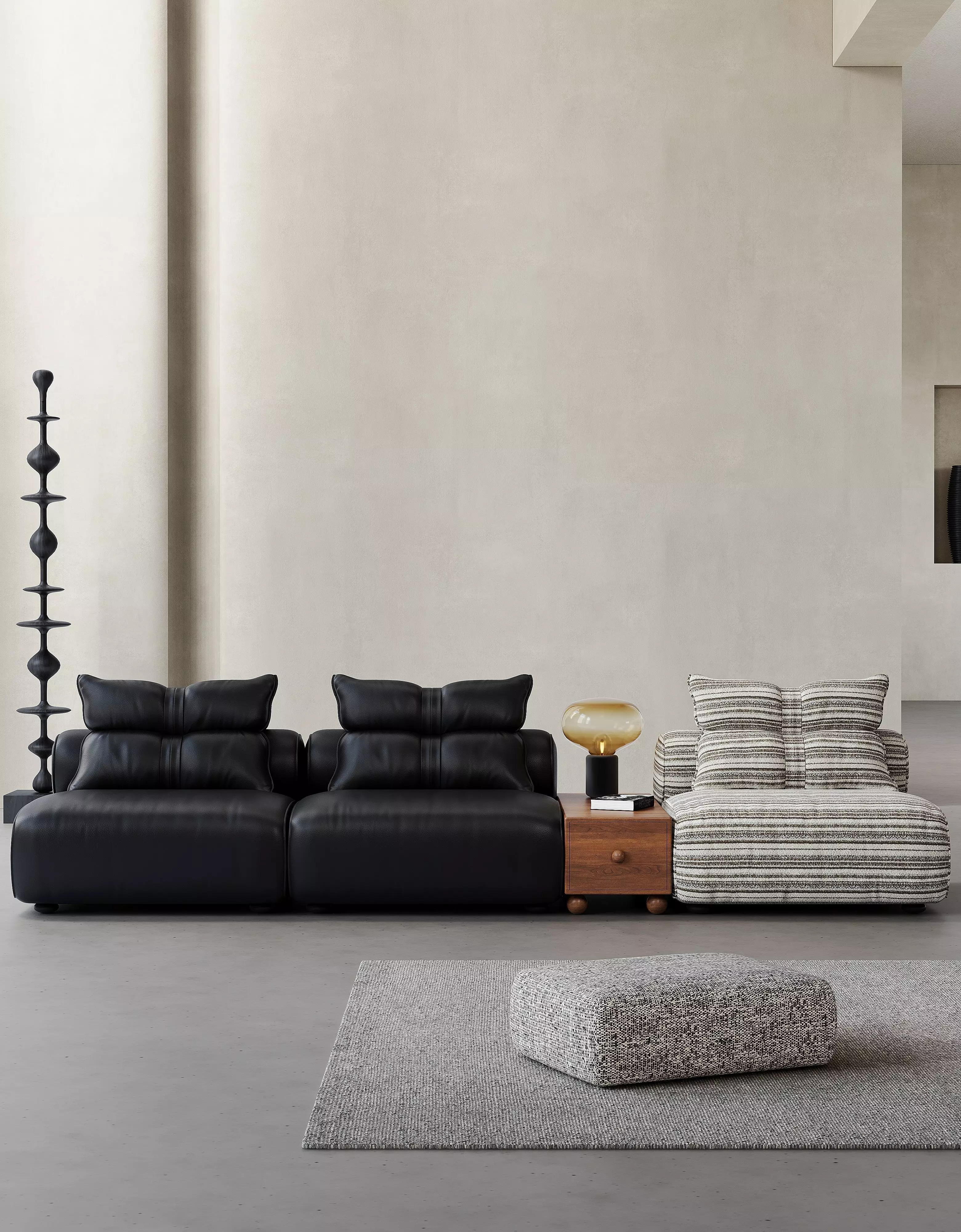 Mid Century interior scene 3D model_1