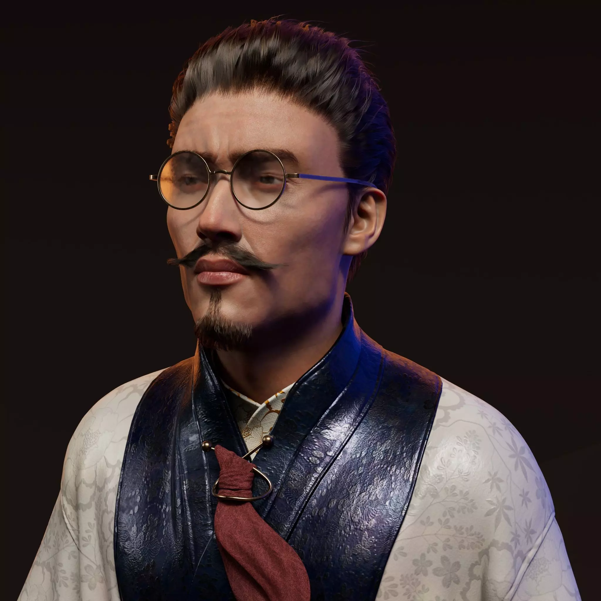 REALISTIC 3D ASIAN MALE FACE Low-poly 3D model_4