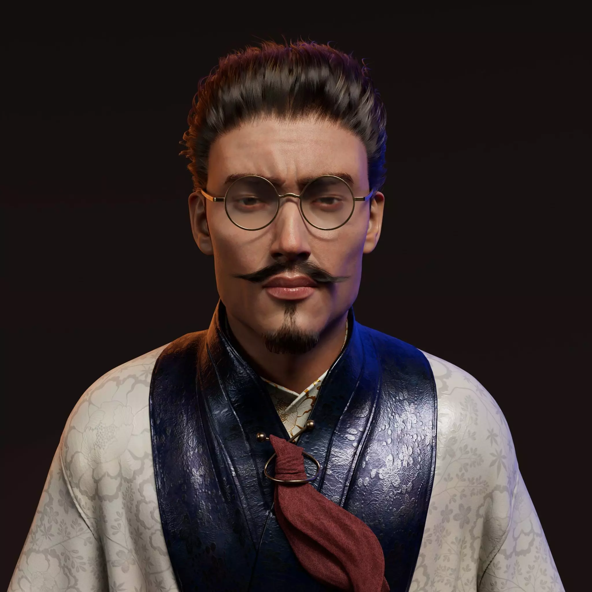 REALISTIC 3D ASIAN MALE FACE Low-poly 3D model_5