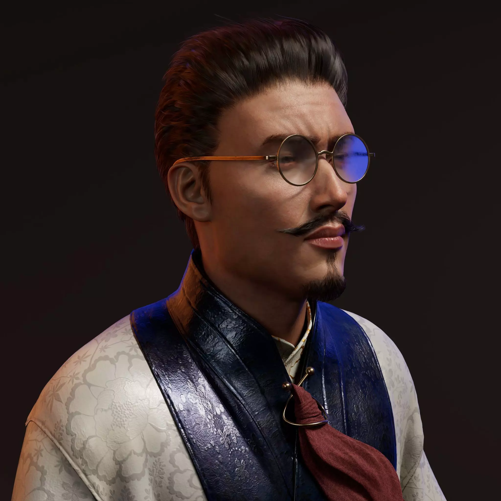 REALISTIC 3D ASIAN MALE FACE Low-poly 3D model_2