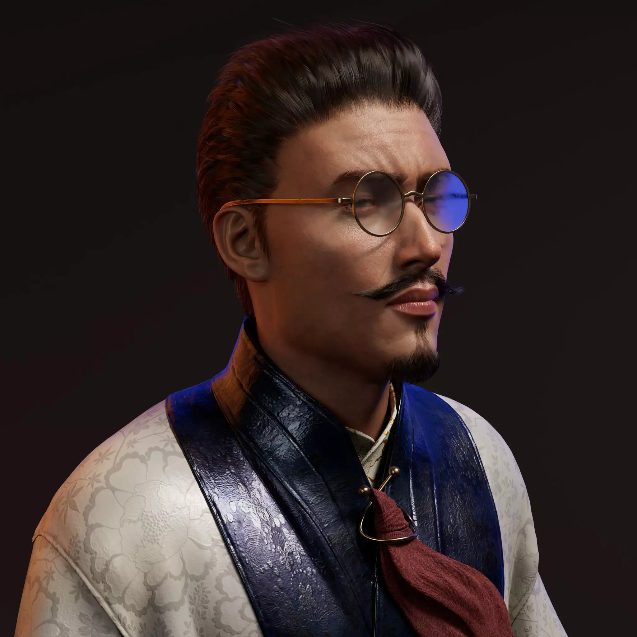 REALISTIC 3D ASIAN MALE FACE Low-poly 3D model_3