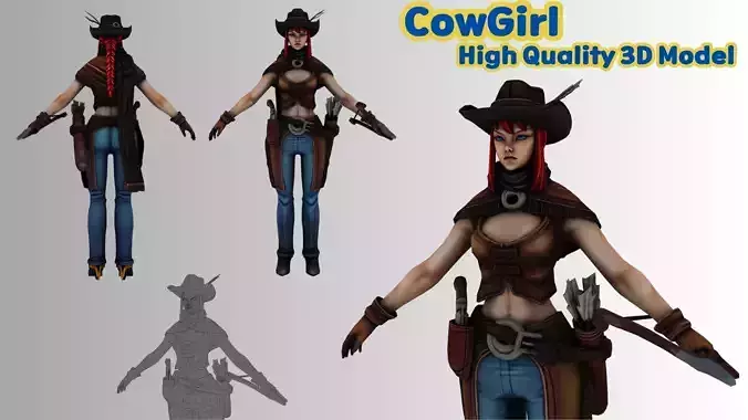 Stylized Female Warrior  Ranger 3D Character Model Low-poly 3D model