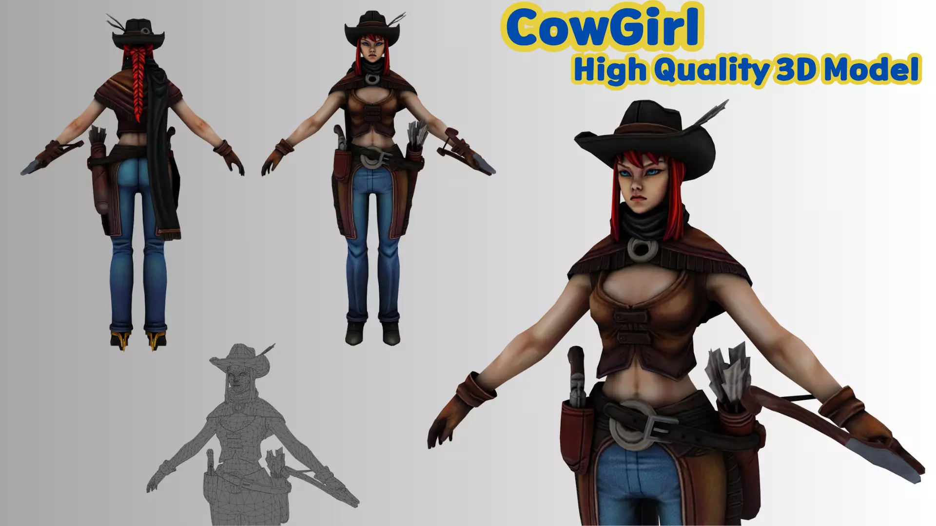 Stylized Female Warrior  Ranger 3D Character Model Low-poly 3D model_0