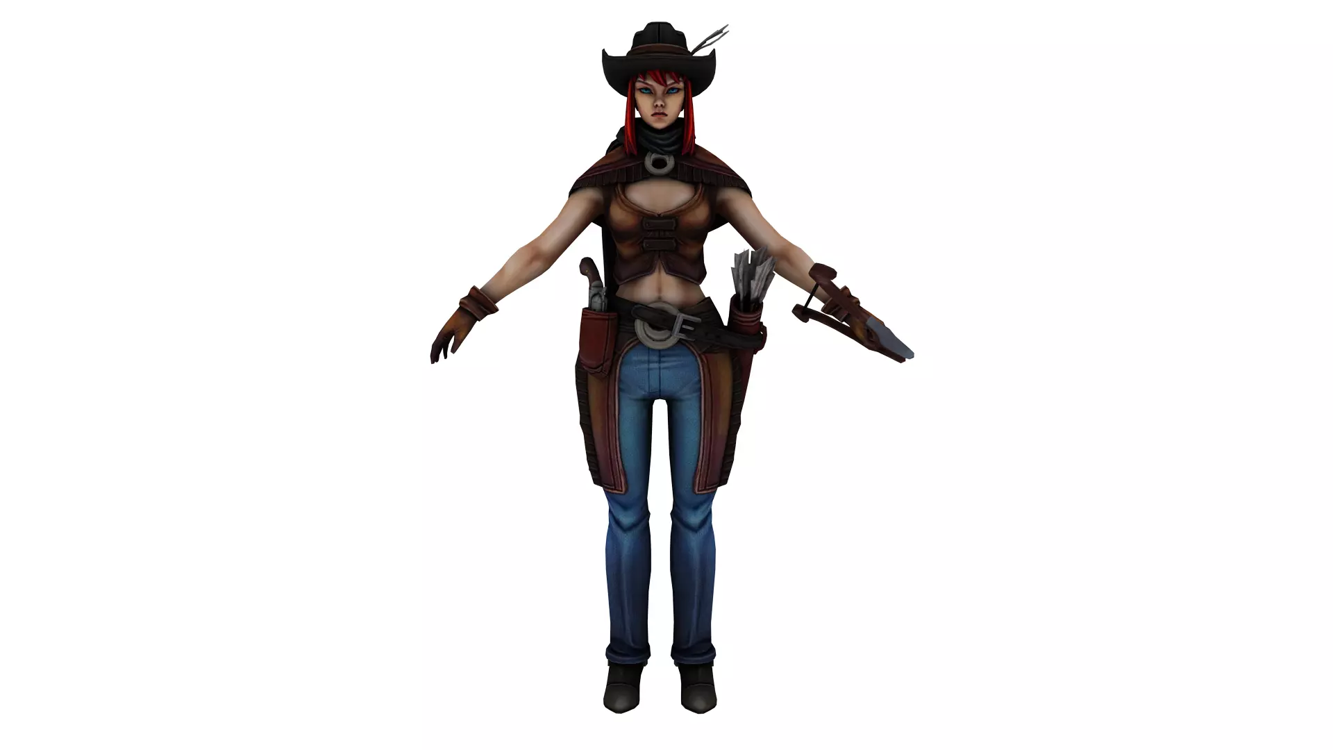 Stylized Female Warrior  Ranger 3D Character Model Low-poly 3D model_1
