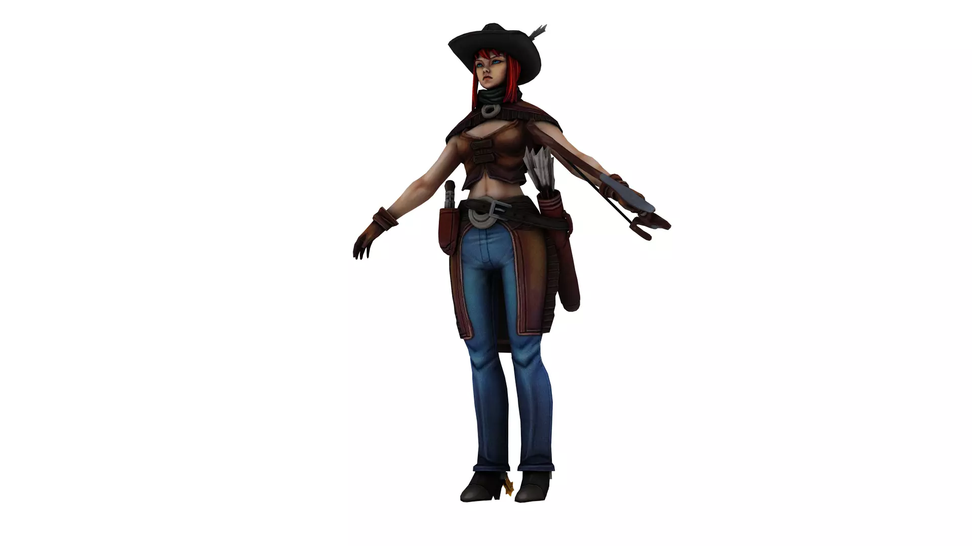 Stylized Female Warrior  Ranger 3D Character Model Low-poly 3D model_7