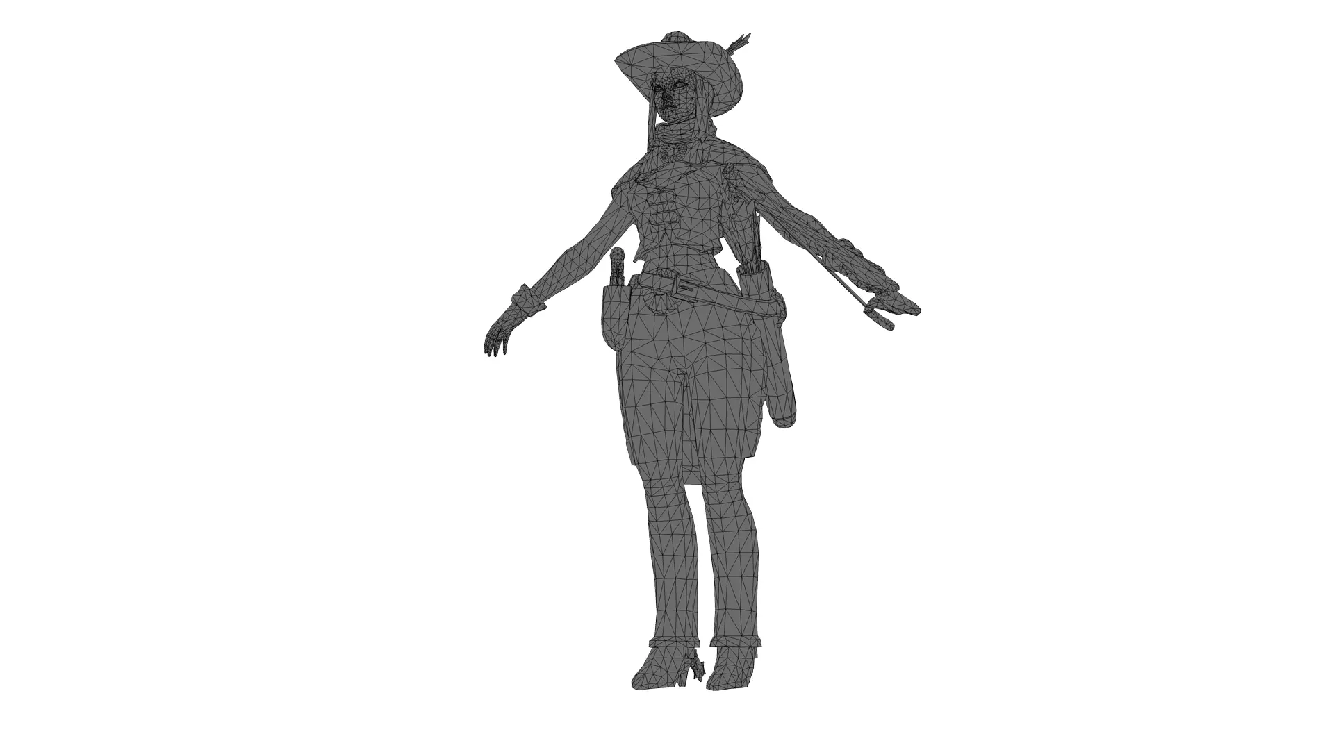 Stylized Female Warrior  Ranger 3D Character Model Low-poly 3D model_8