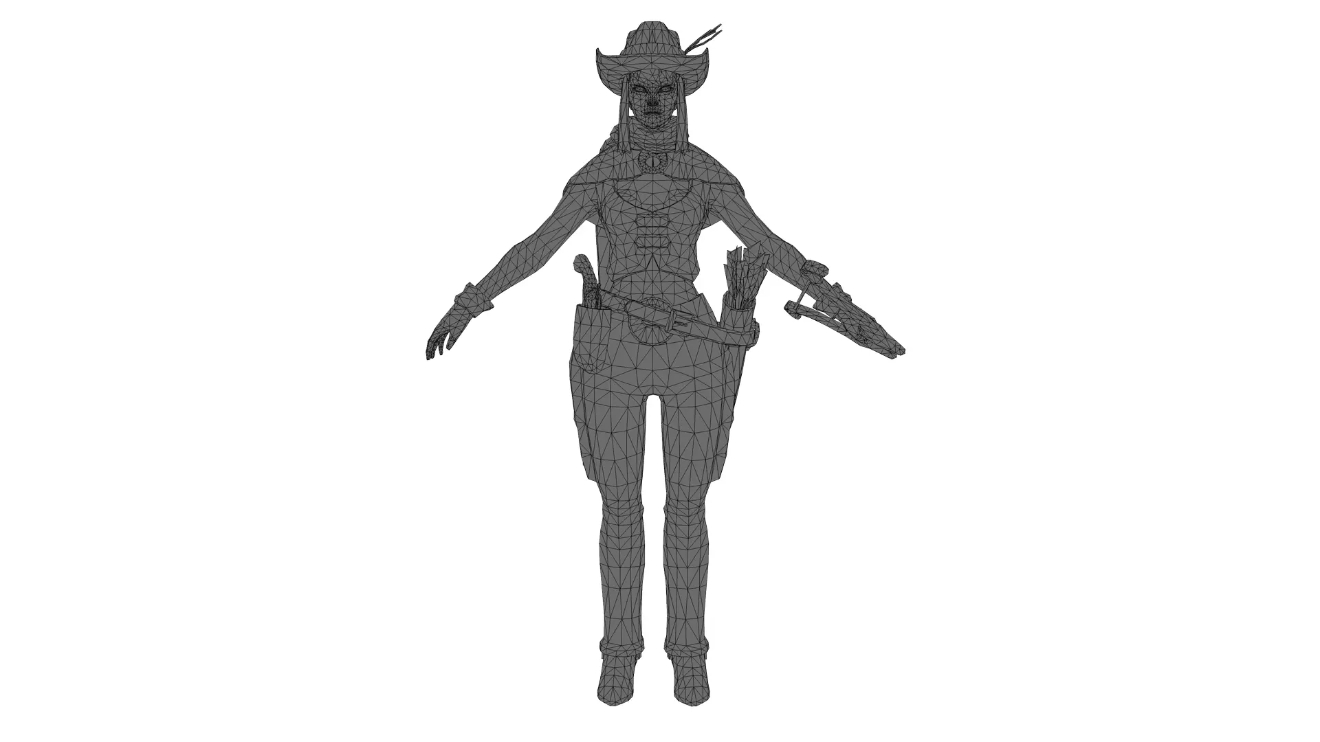 Stylized Female Warrior  Ranger 3D Character Model Low-poly 3D model_10