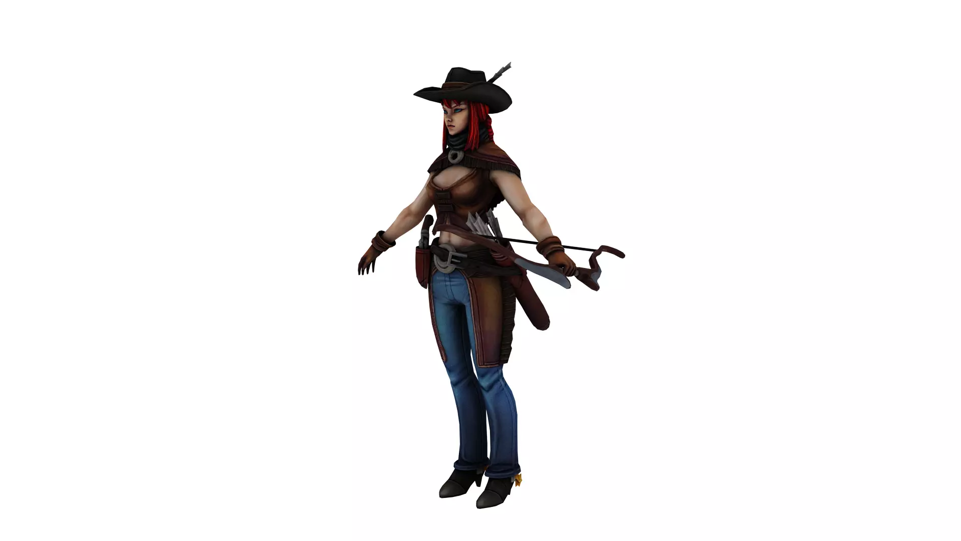 Stylized Female Warrior  Ranger 3D Character Model Low-poly 3D model_2