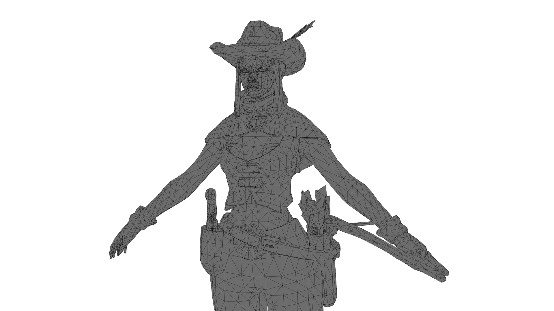 Stylized Female Warrior  Ranger 3D Character Model Low-poly 3D model_9