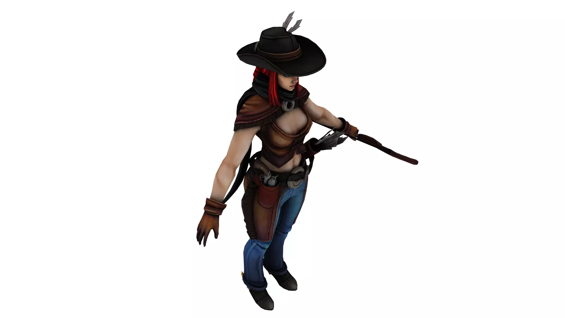 Stylized Female Warrior  Ranger 3D Character Model Low-poly 3D model_6