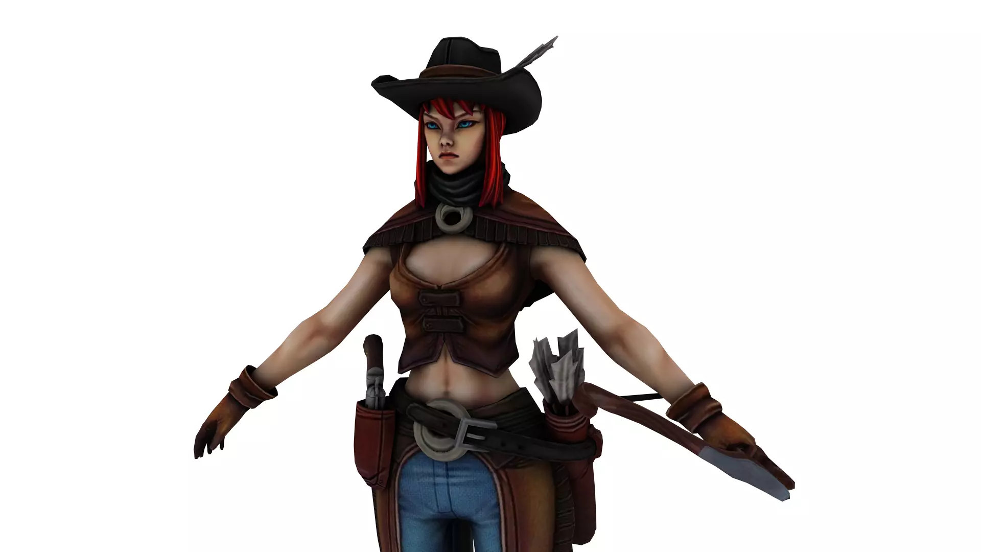 Stylized Female Warrior  Ranger 3D Character Model Low-poly 3D model_5