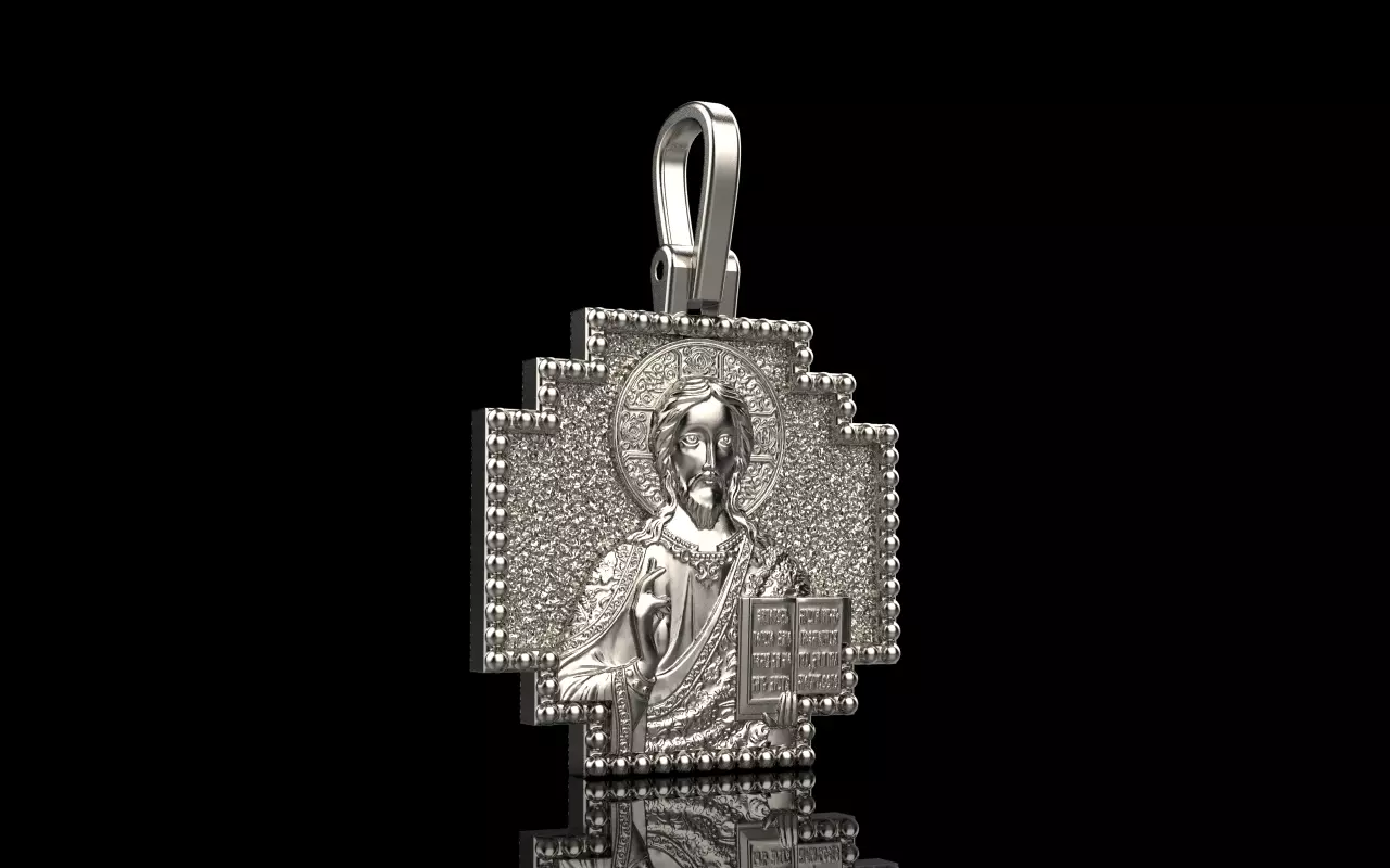 double side Jesus cross protect us pendant model 725 3D print model_13