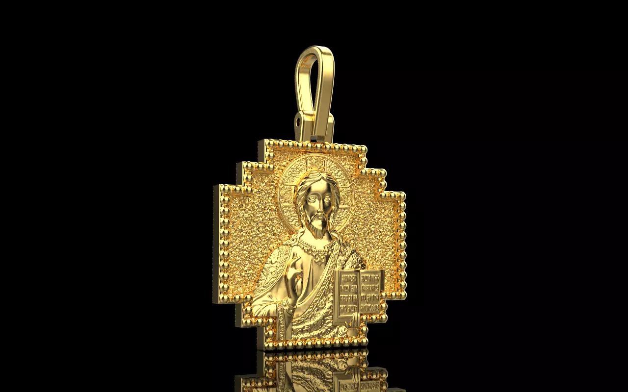 double side Jesus cross protect us pendant model 725 3D print model_3
