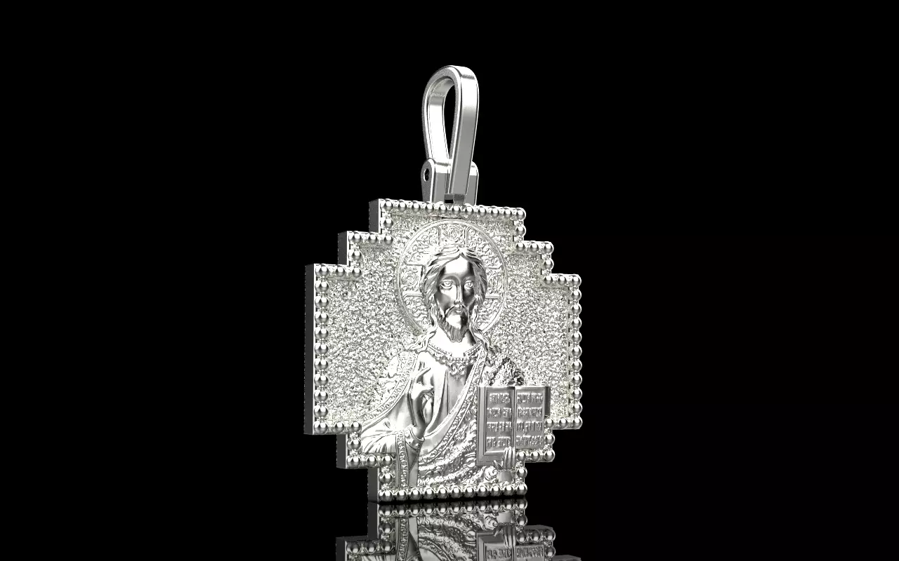 double side Jesus cross protect us pendant model 725 3D print model_18