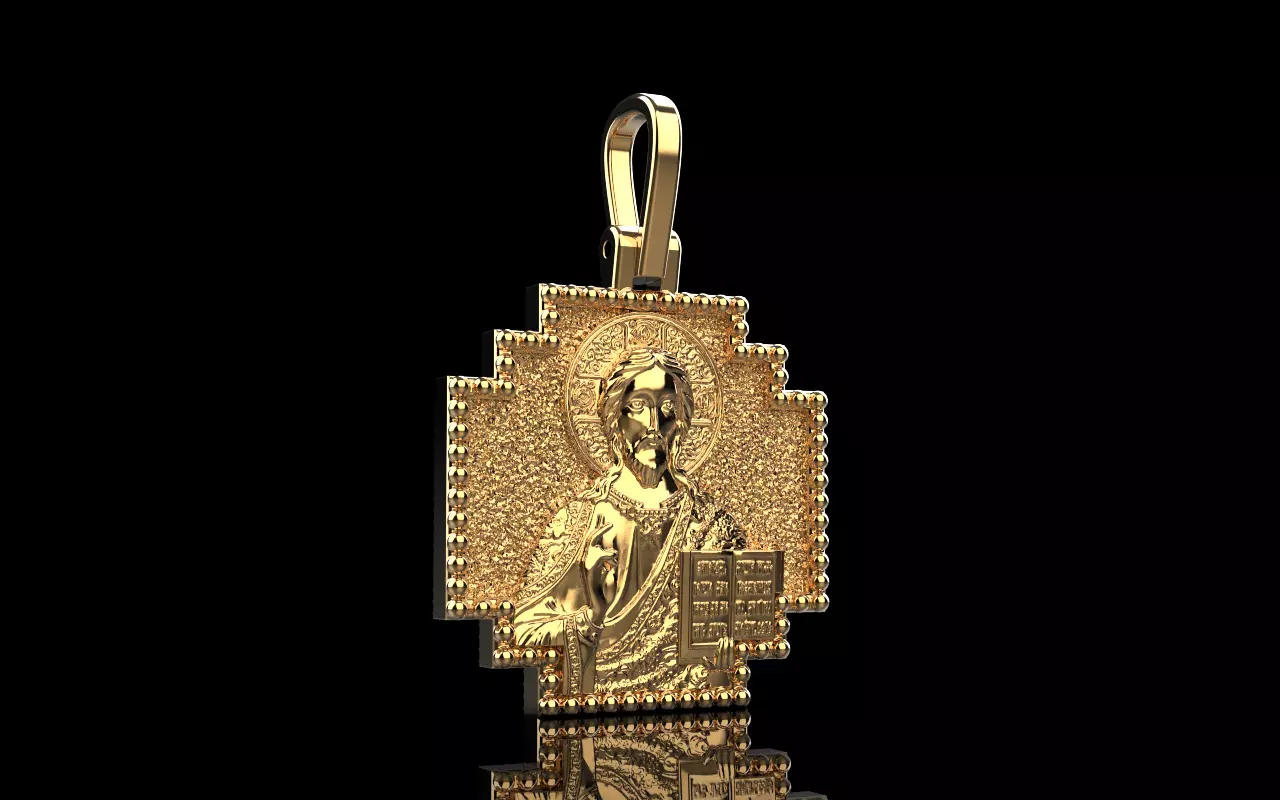 double side Jesus cross protect us pendant model 725 3D print model_5