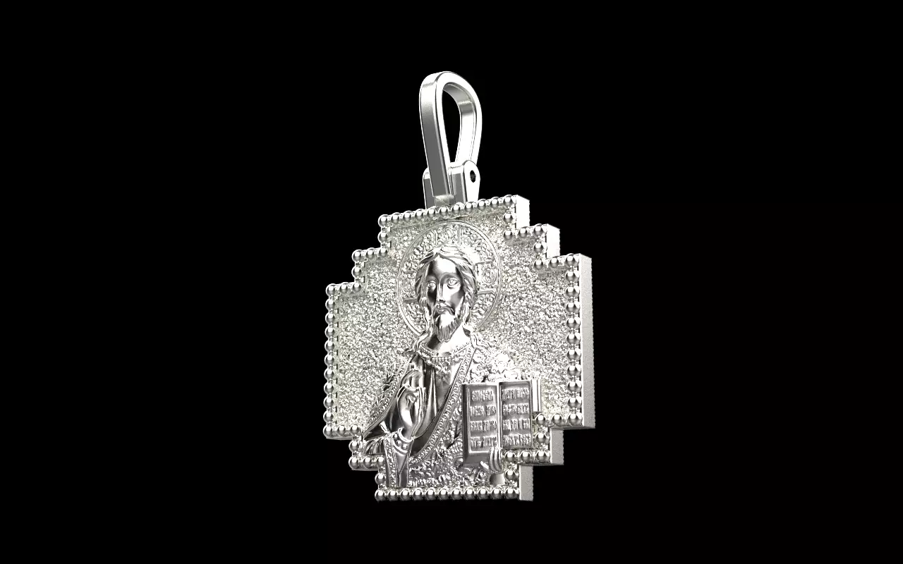 double side Jesus cross protect us pendant model 725 3D print model_19