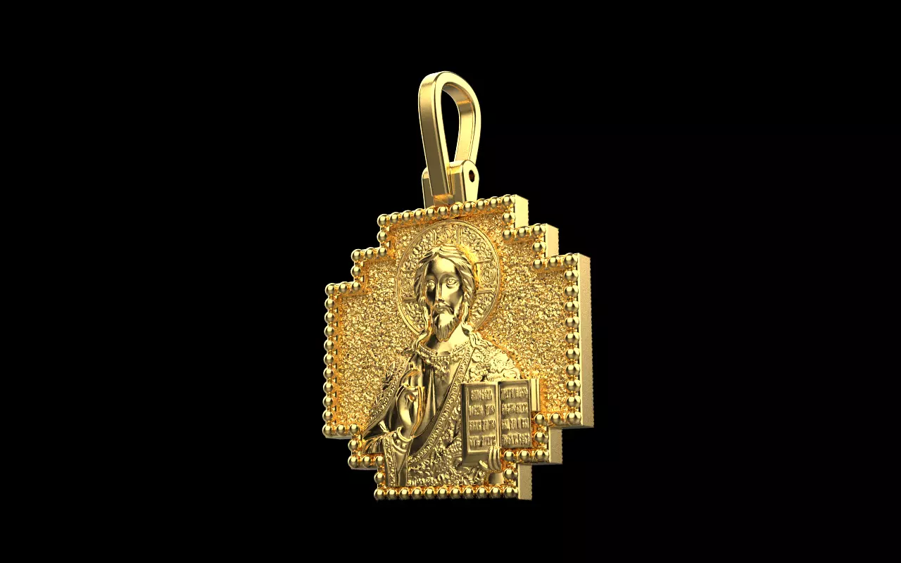 double side Jesus cross protect us pendant model 725 3D print model_22