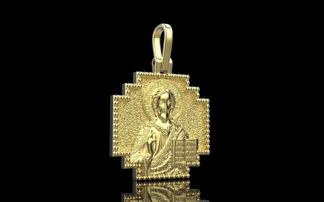 double side Jesus cross protect us pendant model 725 3D print model_23