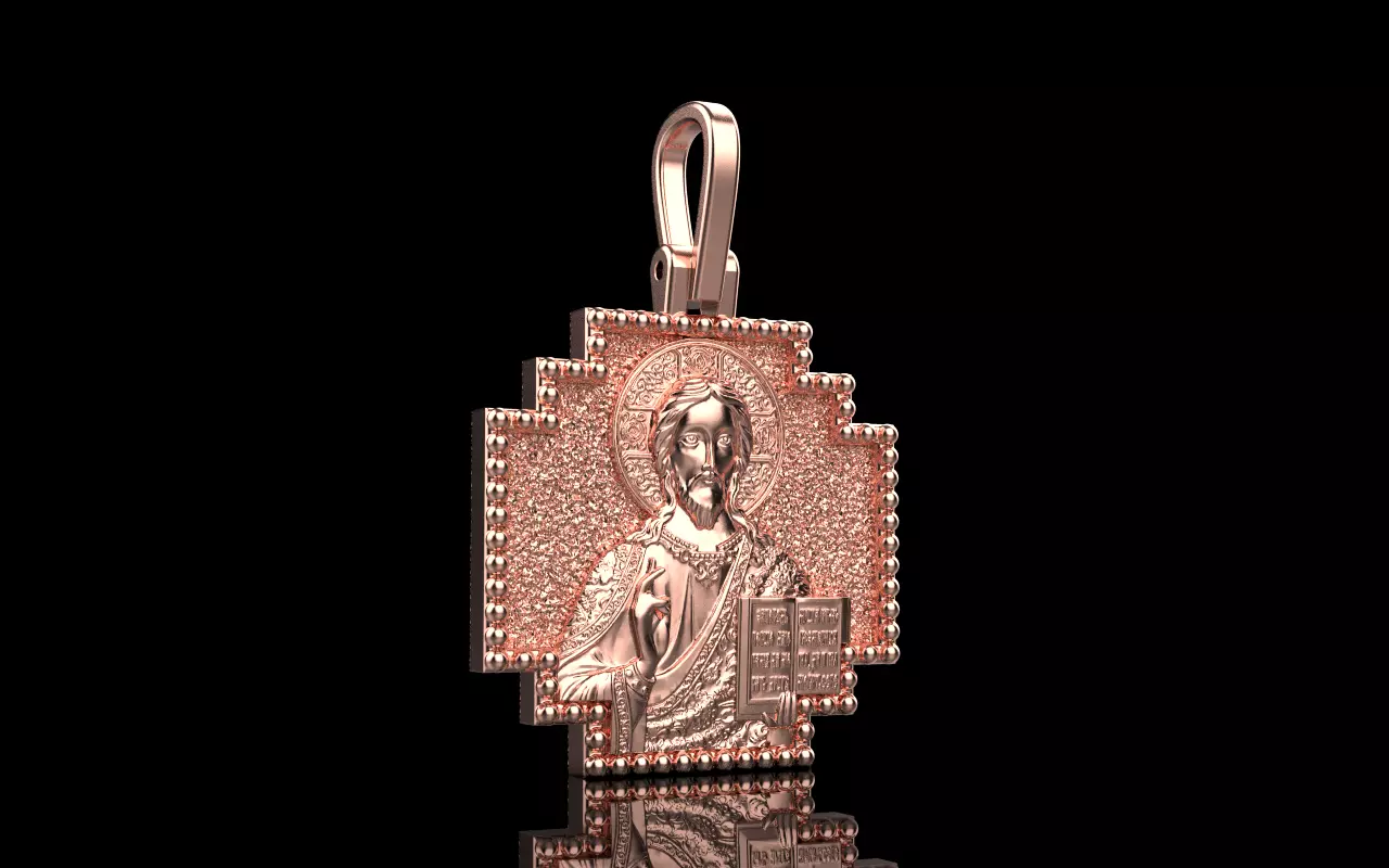 double side Jesus cross protect us pendant model 725 3D print model_15