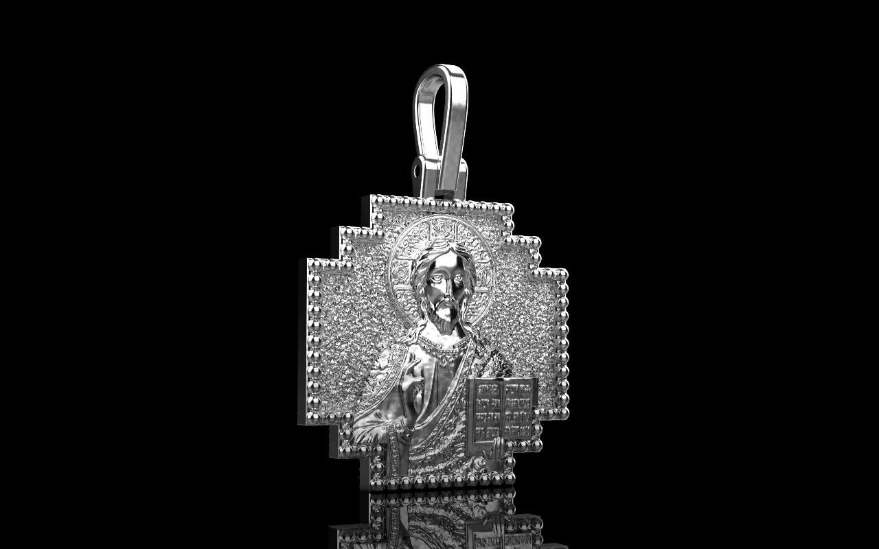 double side Jesus cross protect us pendant model 725 3D print model_25