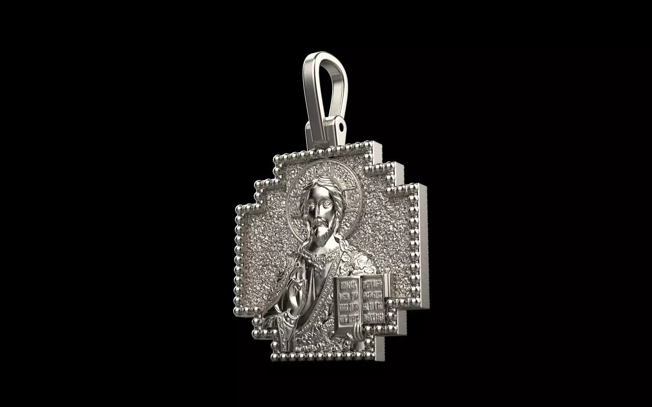 double side Jesus cross protect us pendant model 725 3D print model_20