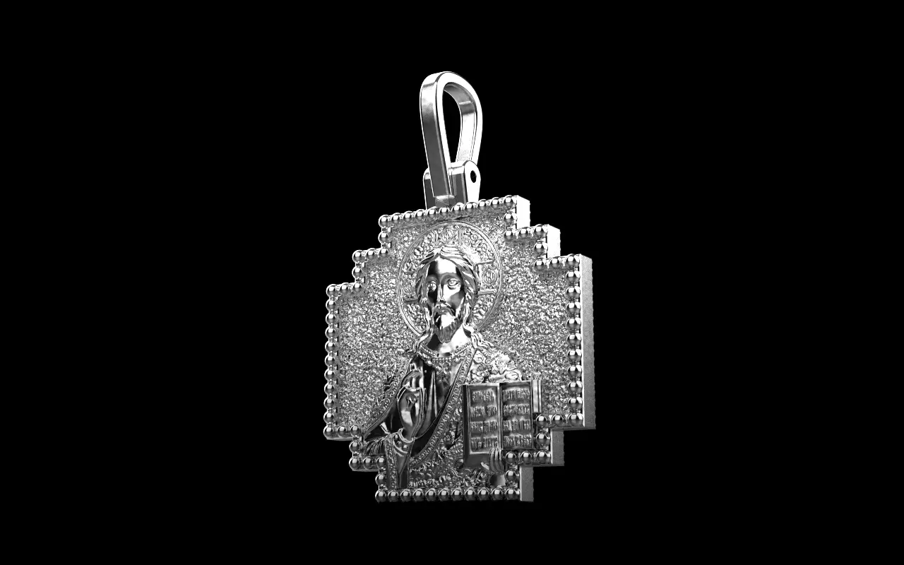 double side Jesus cross protect us pendant model 725 3D print model_26