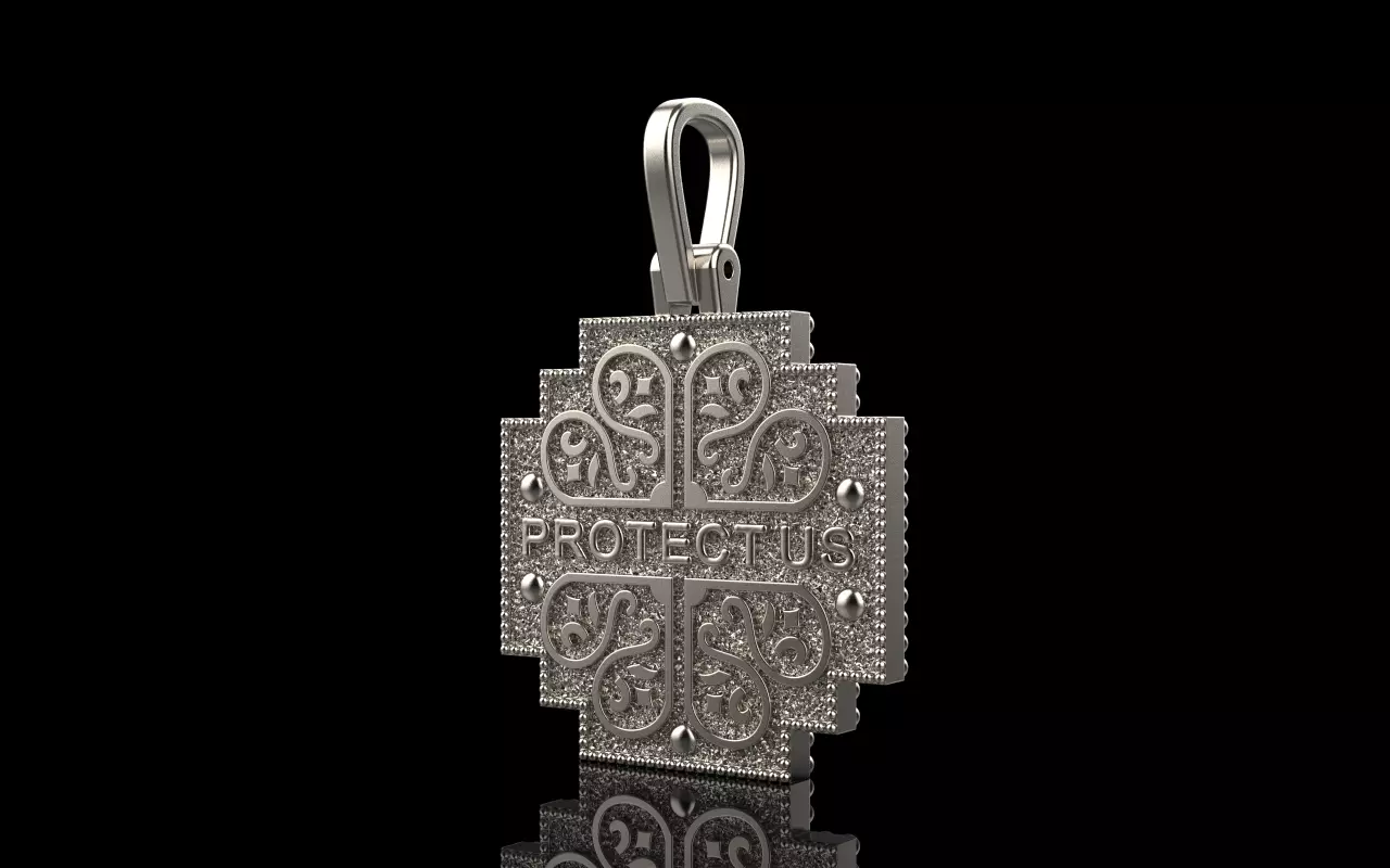 double side Jesus cross protect us pendant model 725 3D print model_12
