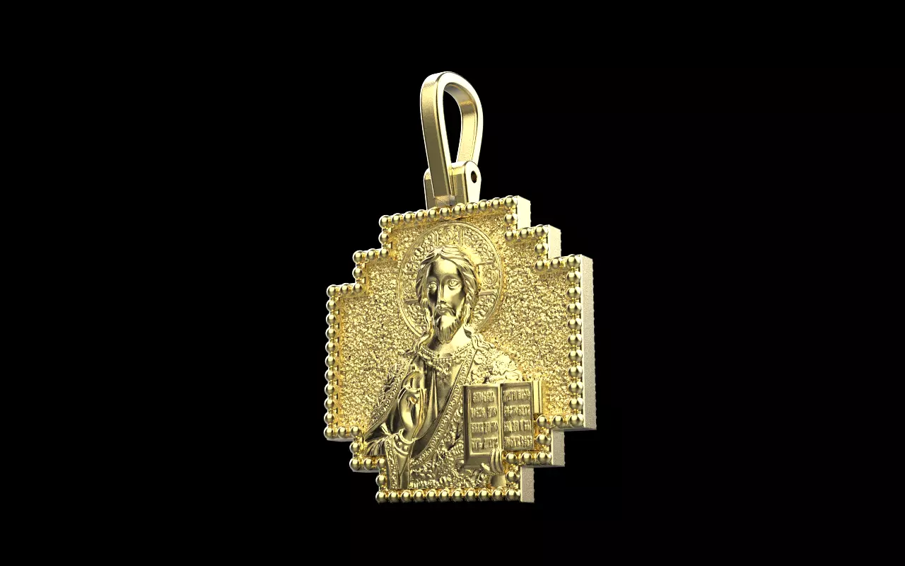 double side Jesus cross protect us pendant model 725 3D print model_21