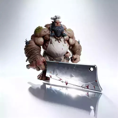 Scary Cartoon Chef with Cleaver 3D print model