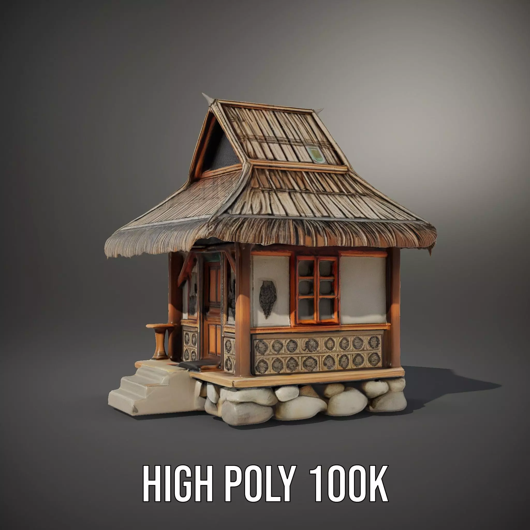 Traditional Bamboo Hut model pack Low-poly 3D model_11
