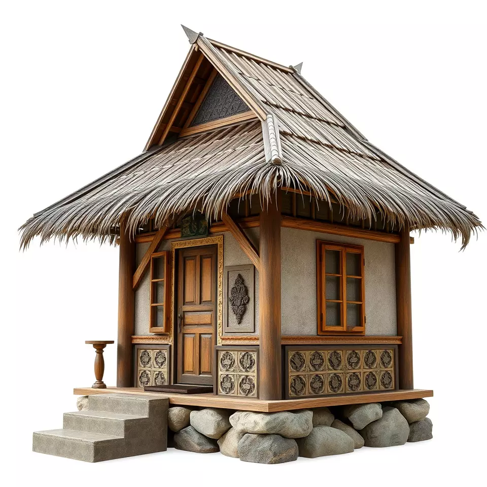 Traditional Bamboo Hut model pack Low-poly 3D model_3
