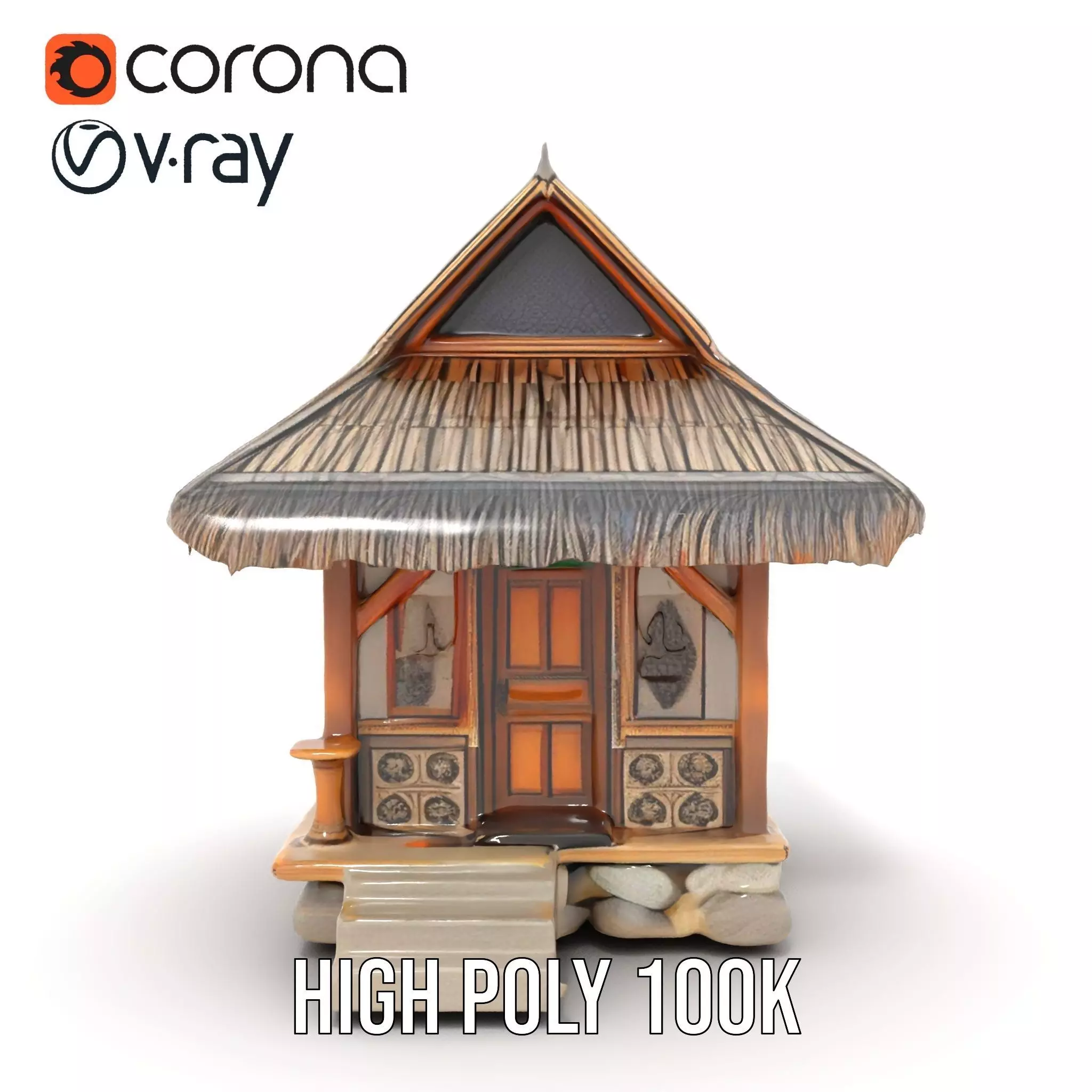 Traditional Bamboo Hut model pack Low-poly 3D model_22
