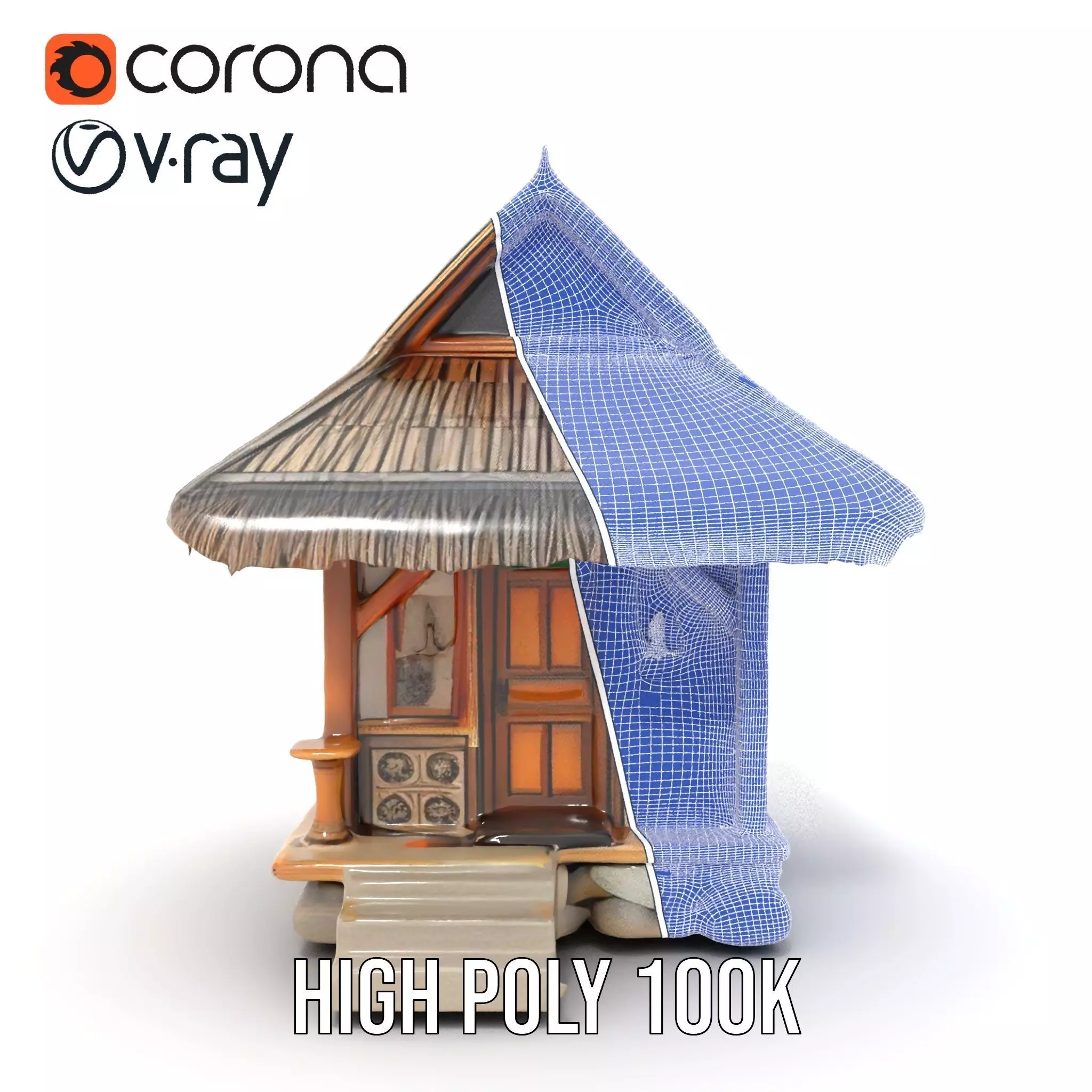 Traditional Bamboo Hut model pack Low-poly 3D model_32