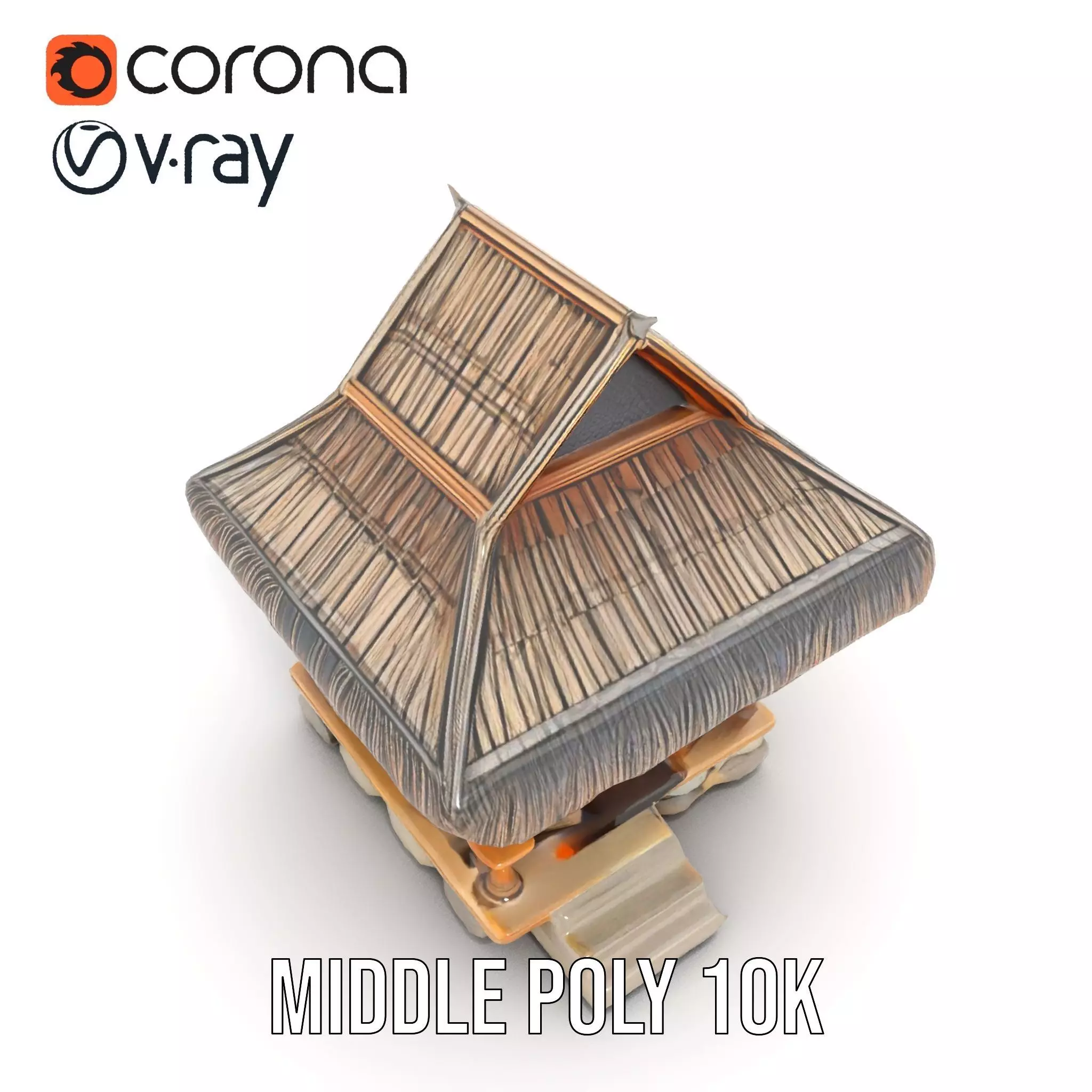 Traditional Bamboo Hut model pack Low-poly 3D model_7