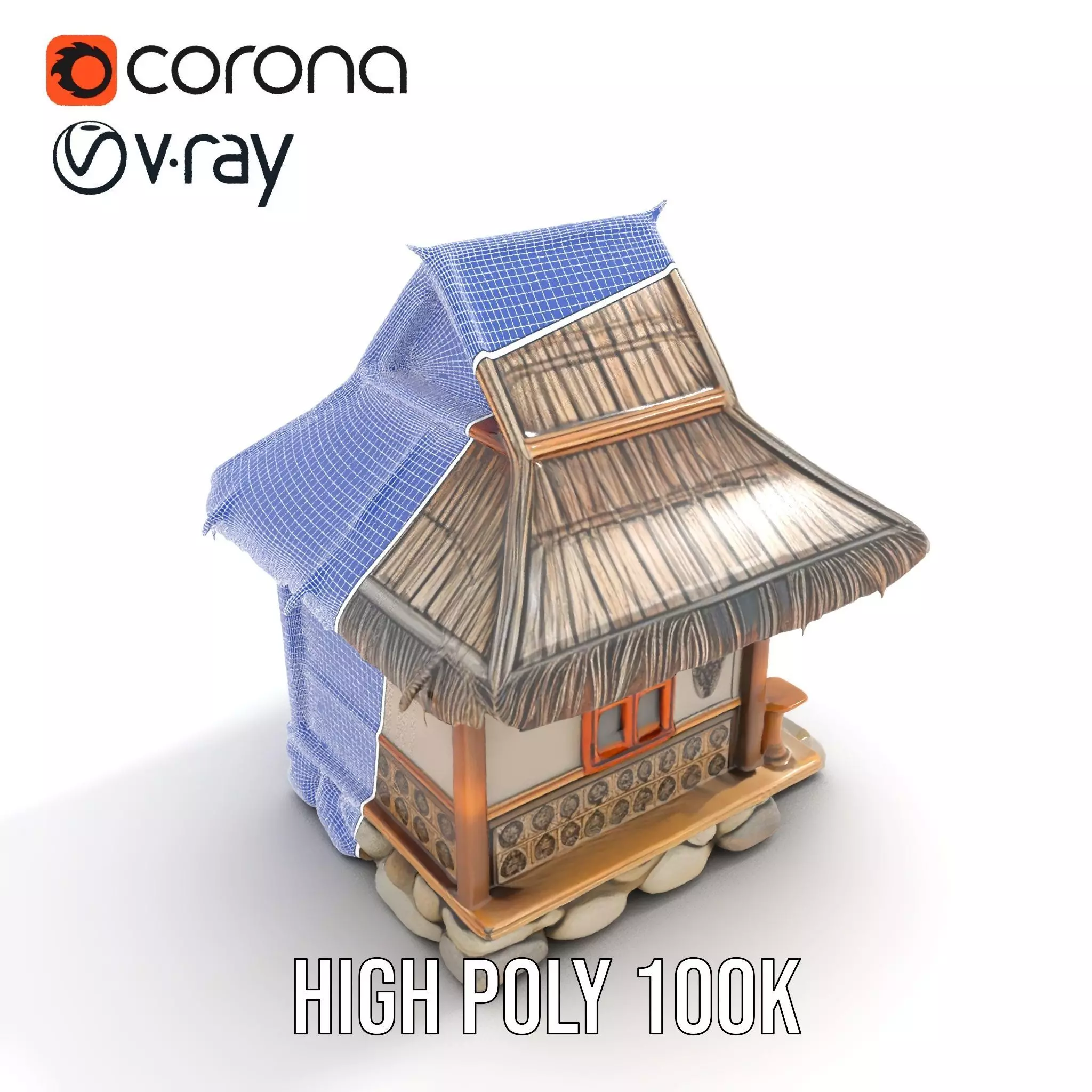 Traditional Bamboo Hut model pack Low-poly 3D model_34
