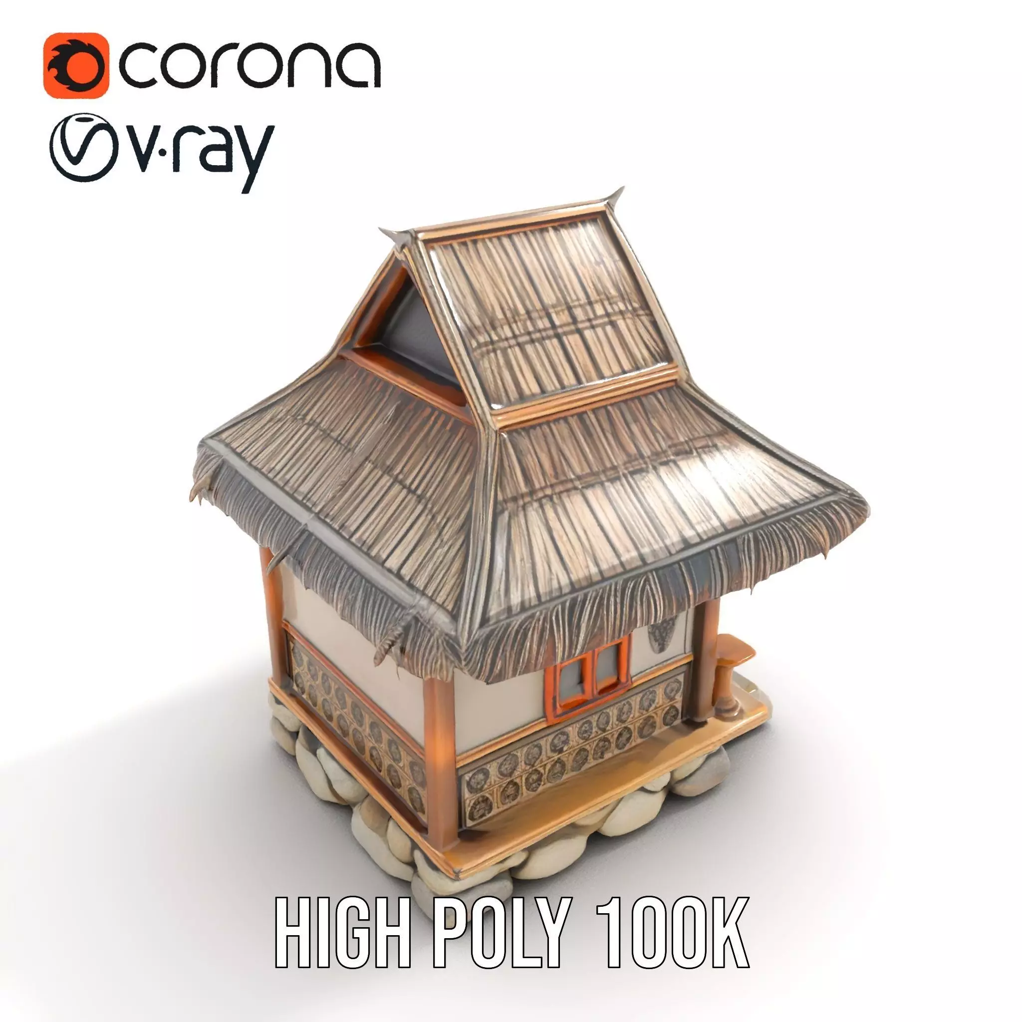 Traditional Bamboo Hut model pack Low-poly 3D model_16