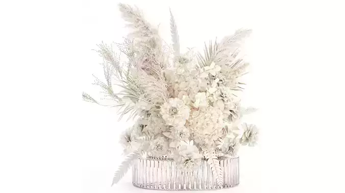 Bouquet Of dried hydrangea pampas branches glass vase 637