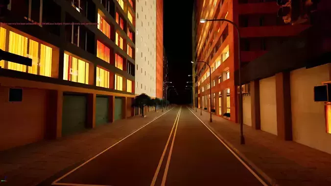 City Downtown Skyscraper Street - Night - Unreal - Lot 09