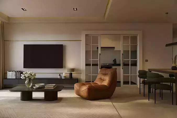 corona 3dsmax modern livingroom