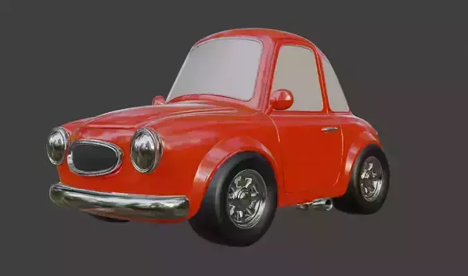 Red Cartoon Car Model 3D print model