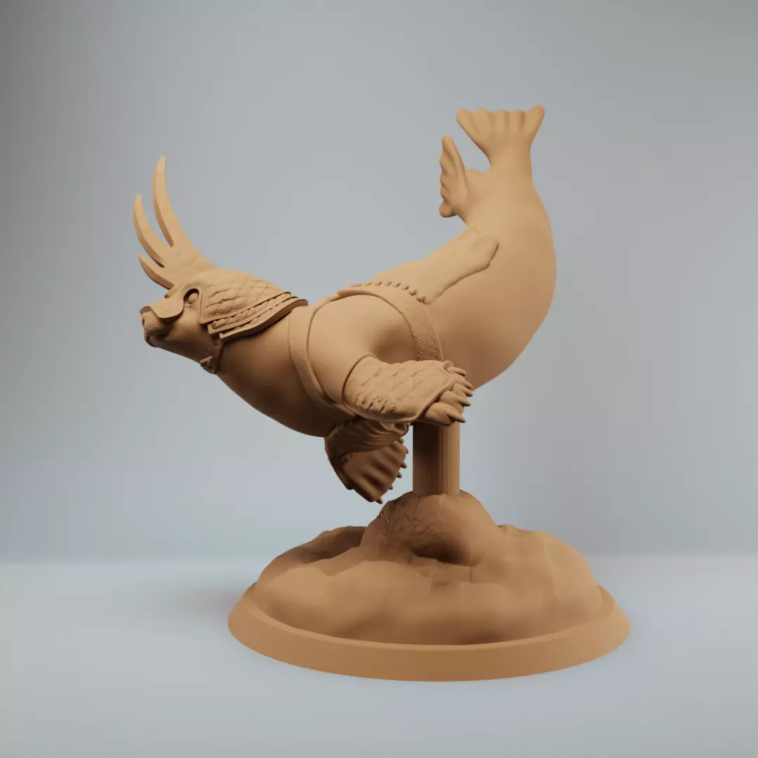 Torpedo Seal Warrior Swimming 3D print model_1