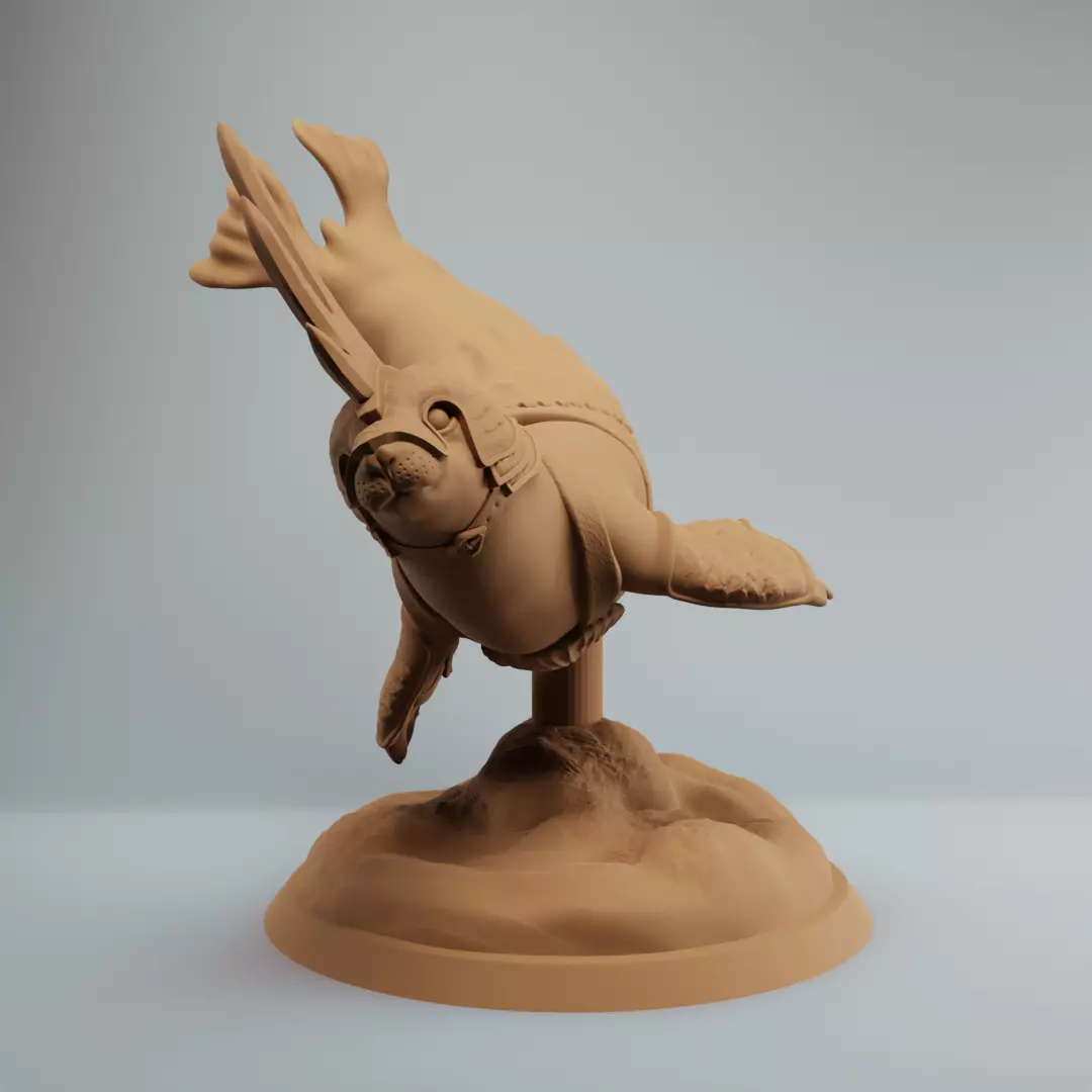 Torpedo Seal Warrior Swimming 3D print model_2