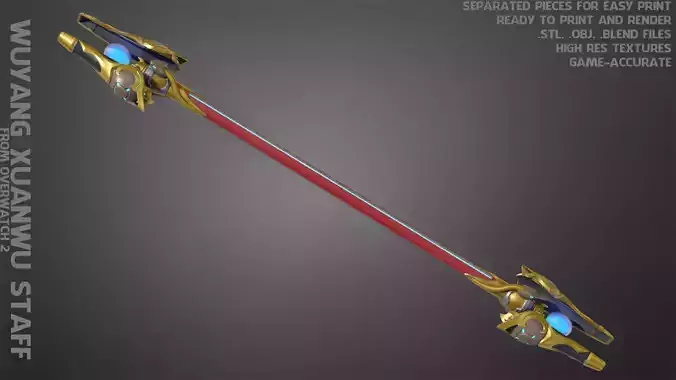 Overwatch 2 Wuyang Xuanwu Staff for Cosplay 3D print model