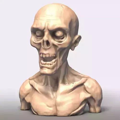 Zombie Bust 3D Model  Printable STL Horror Sculpture