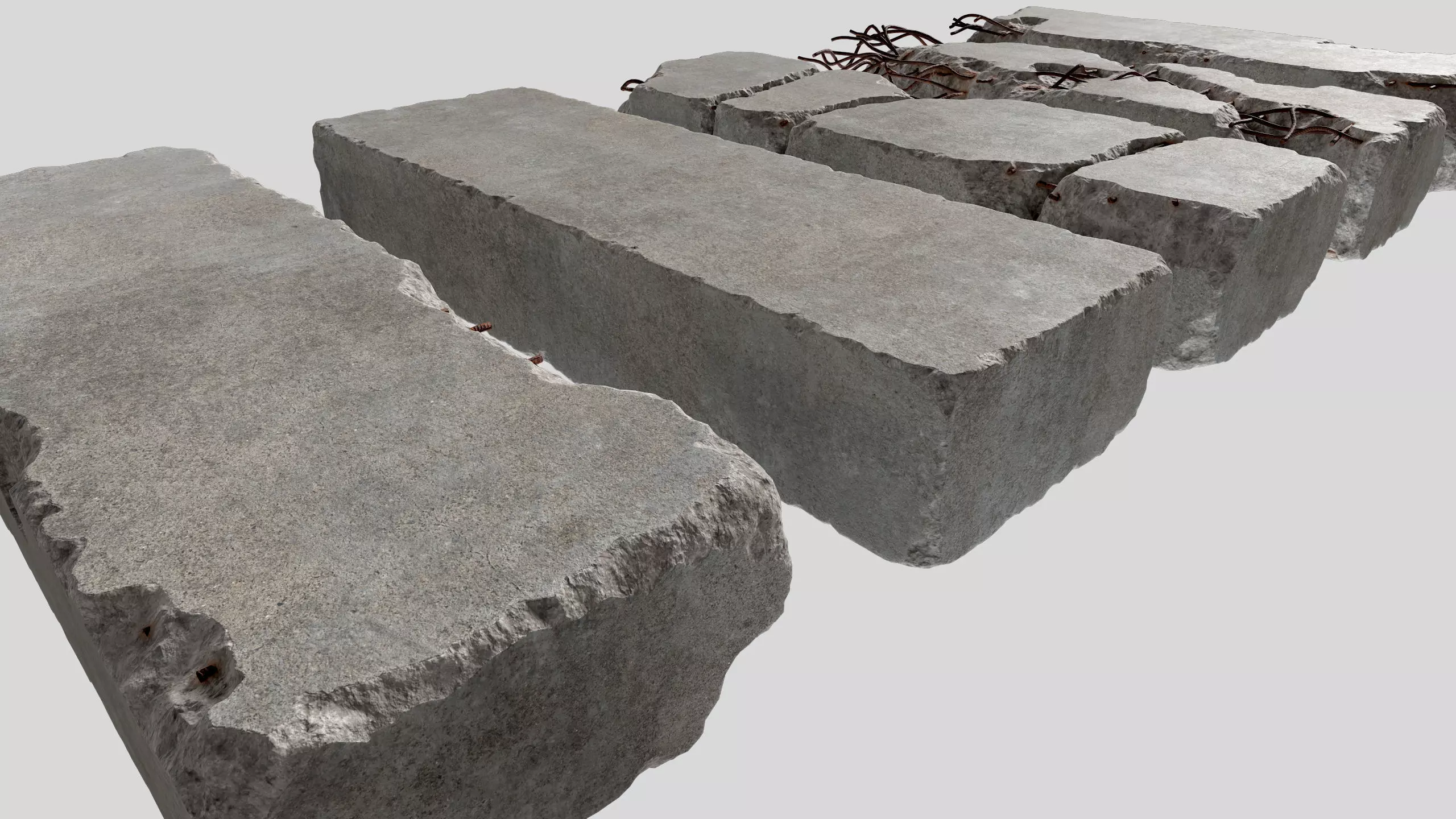 Concrete Slab Pack 01 - 5 Game Ready PBR Models 3D model_5