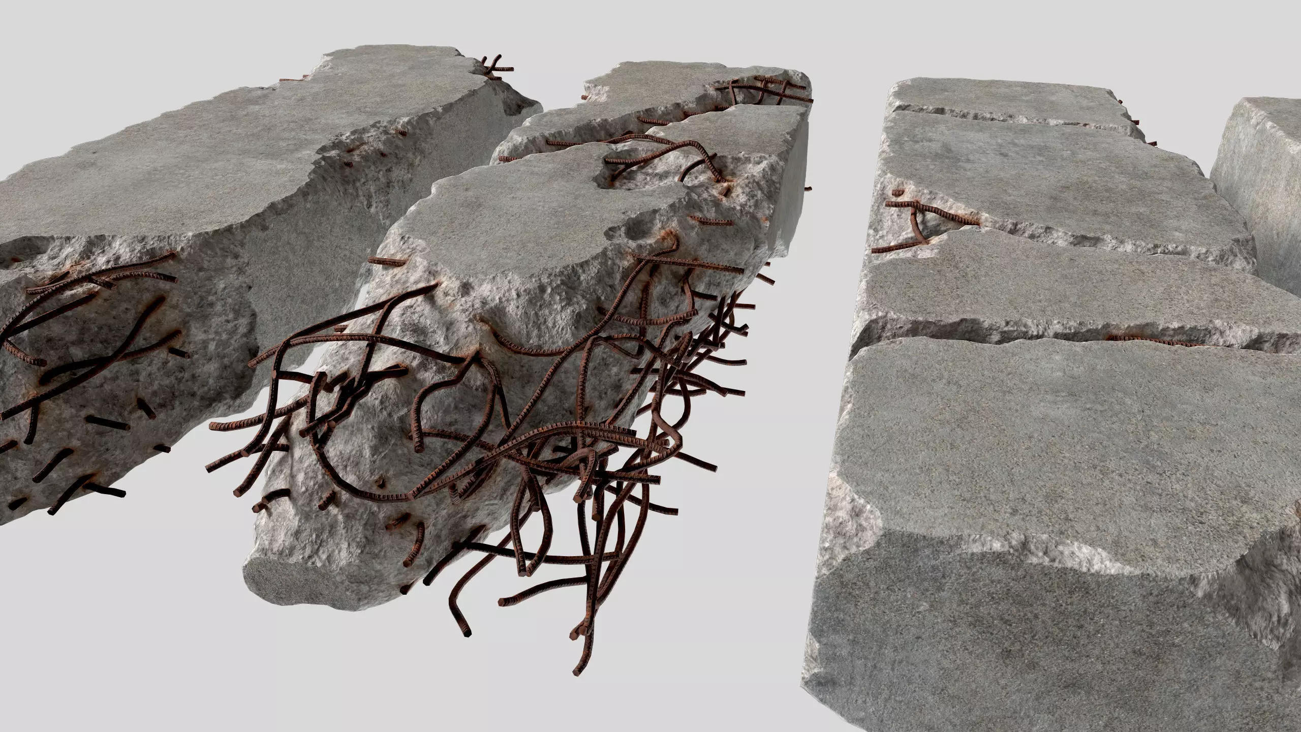 Concrete Slab Pack 01 - 5 Game Ready PBR Models 3D model_2