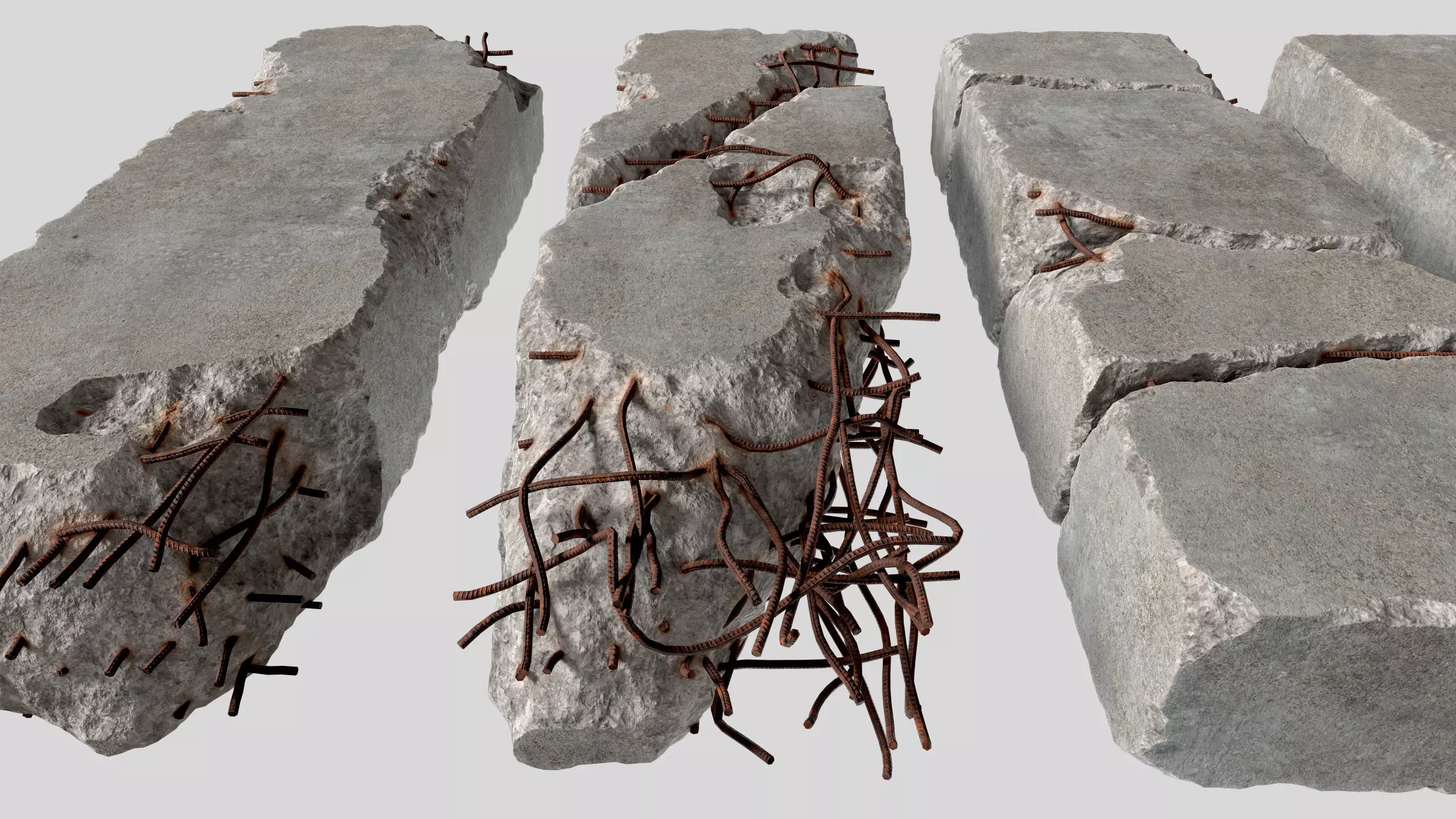 Concrete Slab Pack 01 - 5 Game Ready PBR Models 3D model_0